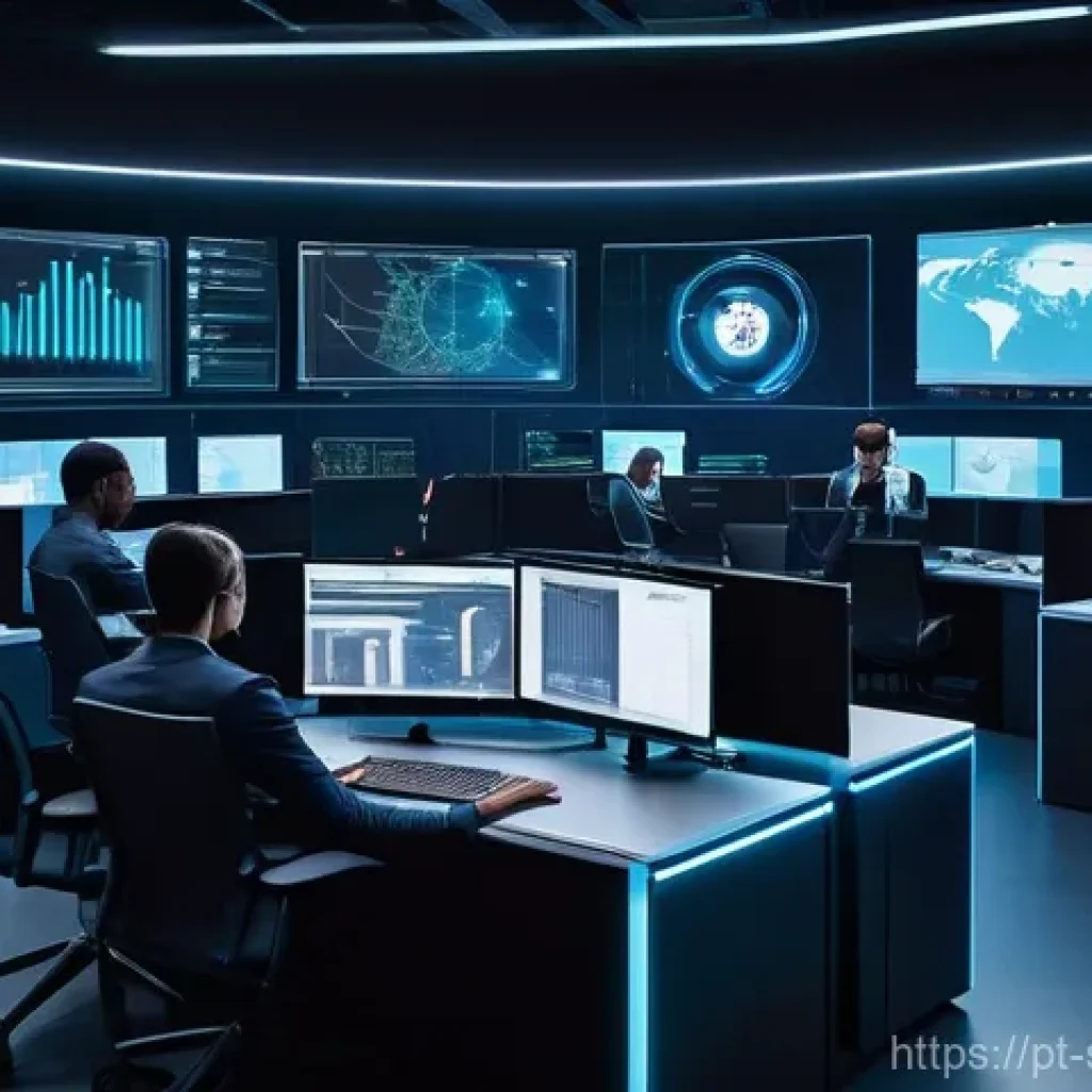 보안 컨설팅에서 보안 사고 대응 사례 - **Prompt 1: Cybersecurity Incident Response Team in a High-Tech Command Center.**
A diverse team...