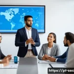 Home 20 보안솔루션 컨설팅의 윤리적 도전과 사례 - A professional cybersecurity consultant presenting a clear and transparent data privacy policy to a ...