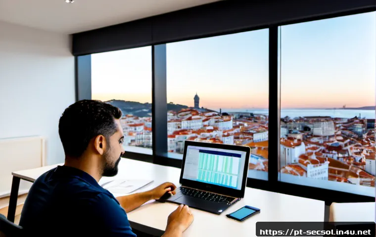 보안 컨설턴트가 알아야 할 머신러닝 보안 - Photorealistic cybersecurity consultant in a modern Lisbon office, studying machine learning securit...