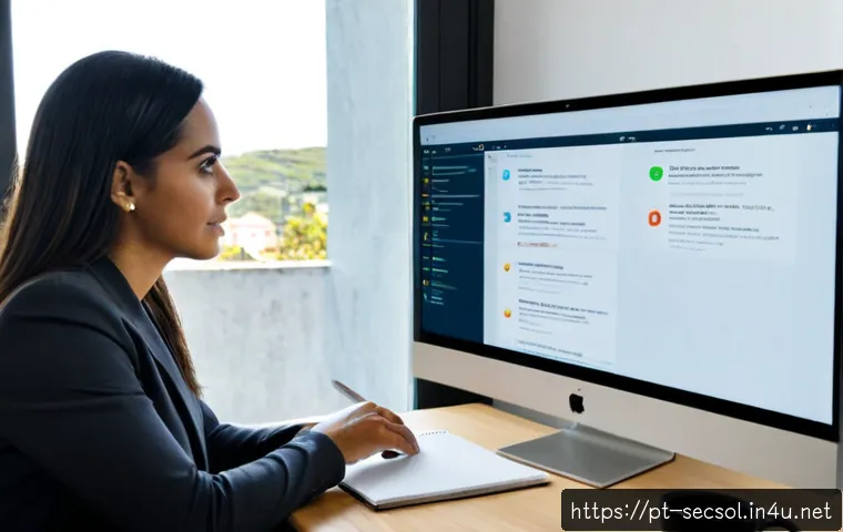 보안 컨설턴트를 위한 DevSecOps의 이해 - Photorealistic cybersecurity consultant in a modern Lisbon office, seated at a clean desk reviewing ...
